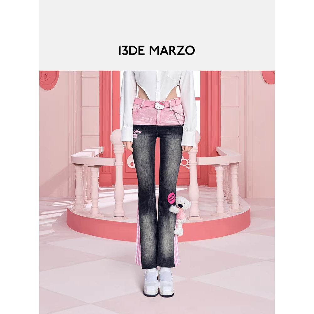 13De Marzo X Hello Kitty Color Blocked Bear Jeans - Mores Studio