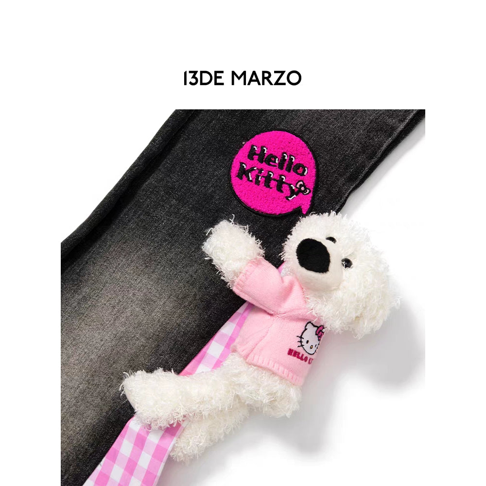 13De Marzo X Hello Kitty Color Blocked Bear Jeans - Mores Studio