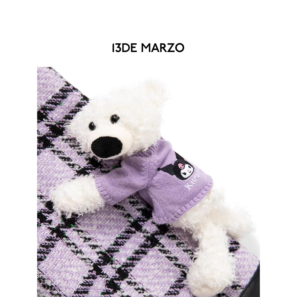 13De Marzo X Kuromi Bear Plaid Tweed Short Jacket Purple - Mores Studio