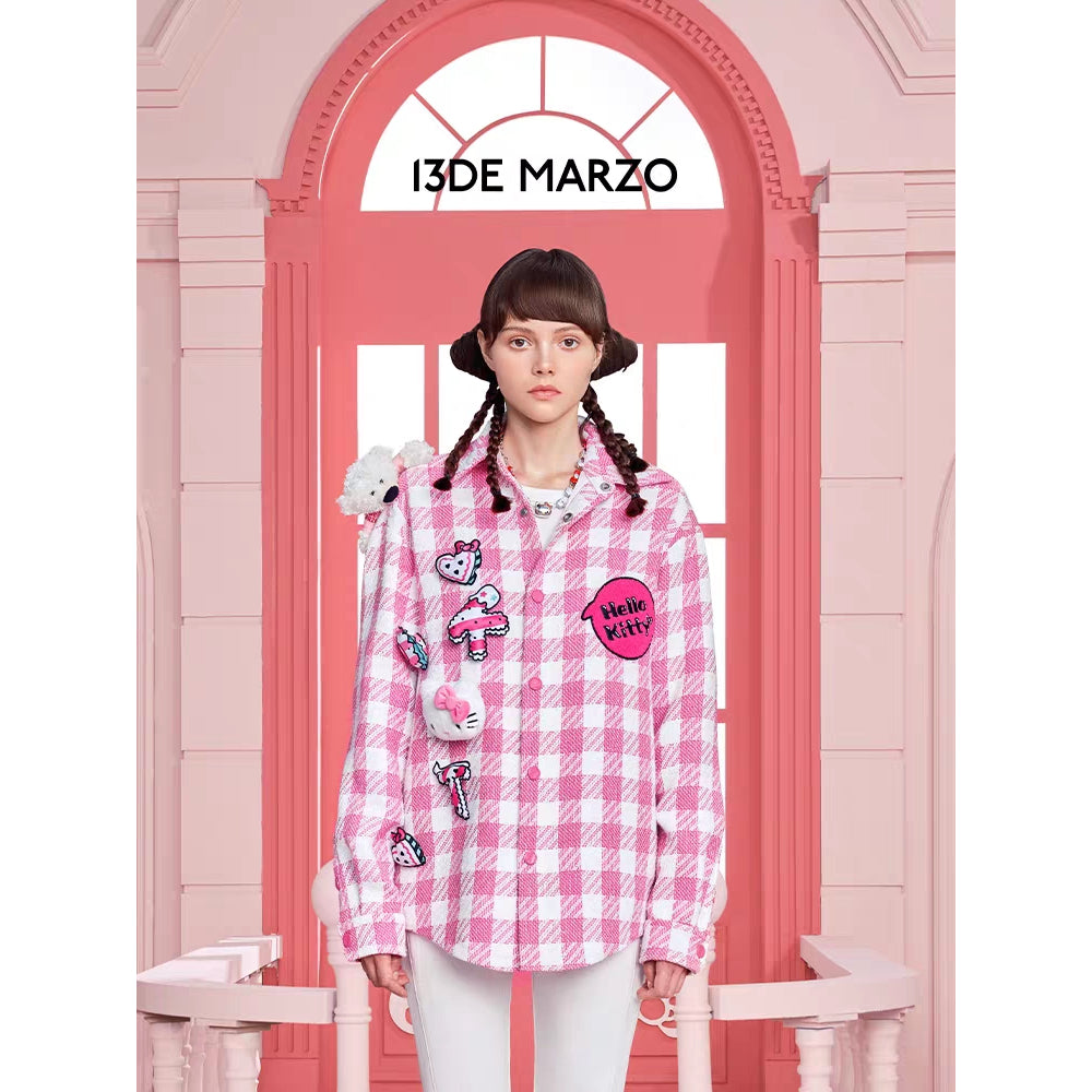 13De Marzo X Hello Kitty Plush Toy Plaid Shirt Pink - Mores Studio