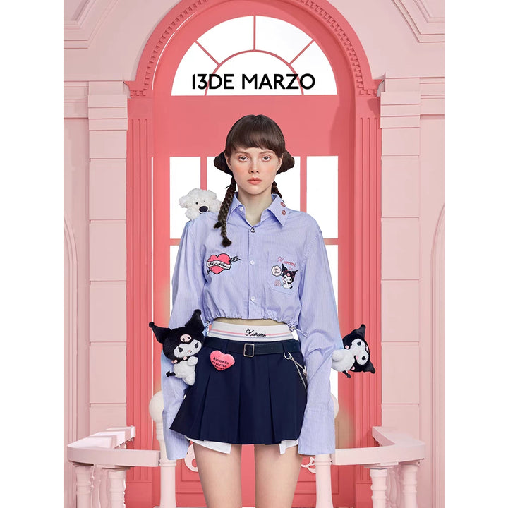 13De Marzo X Kuromi Plush Bear Short Line Shirt Blue - Mores Studio