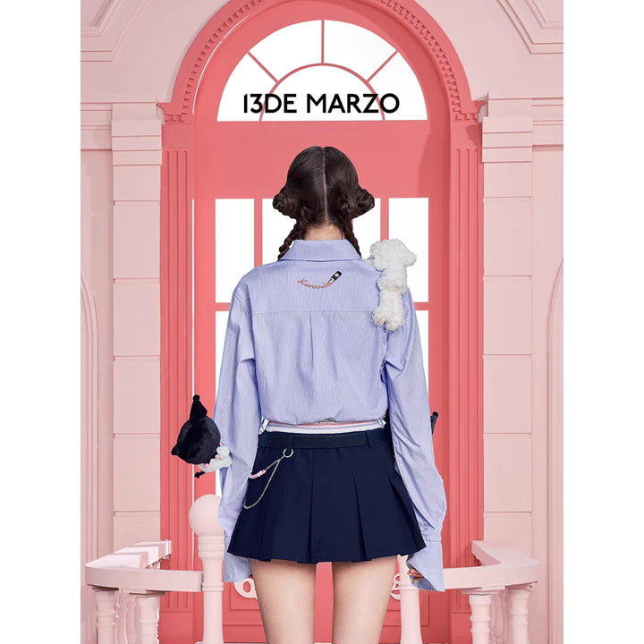 13De Marzo X Kuromi Plush Bear Short Line Shirt Blue - Mores Studio