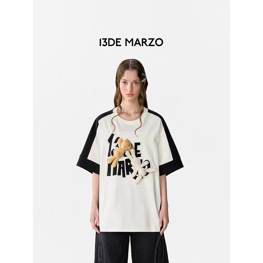 13De Marzo Hook & Loop Logo T-shirt Beige - Mores Studio