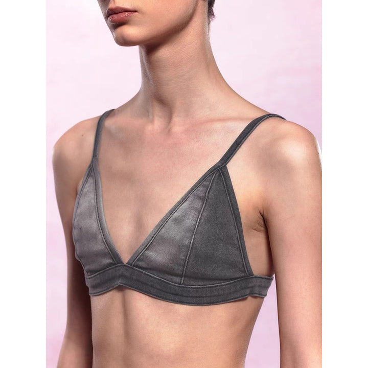 IFIK Washed Denim Bikini Top Grey - Mores Studio