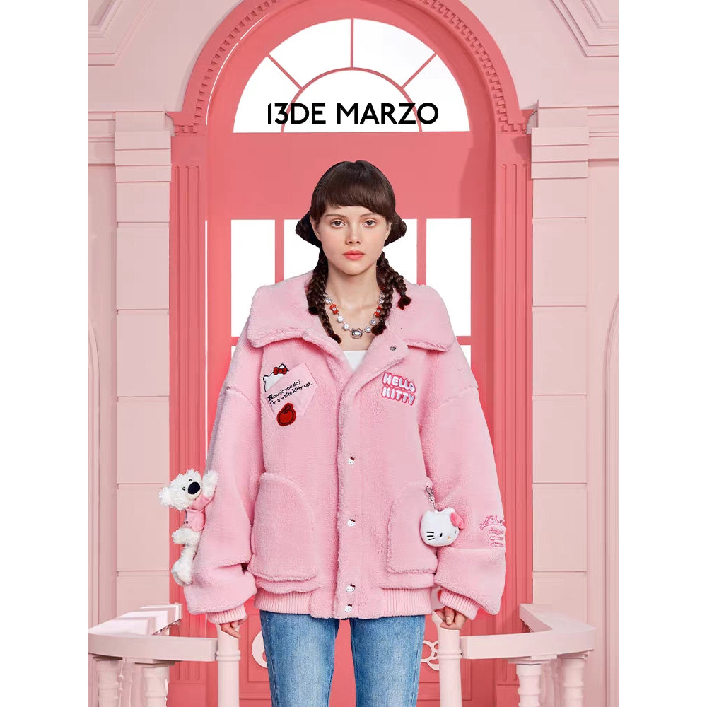 13De Marzo X Hello Kitty Bear Fleece Coat Pink - Mores Studio