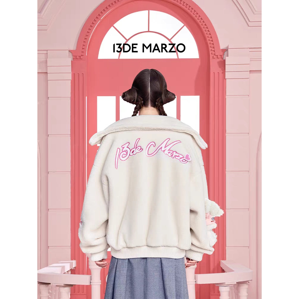 13De Marzo X Hello Kitty Bear Fleece Coat White - Mores Studio