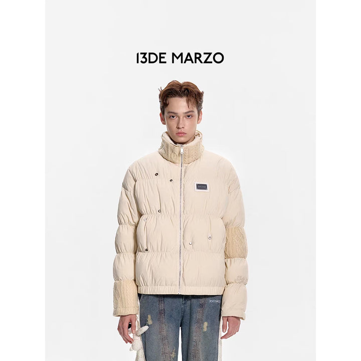 13De Marzo Bear Knit Patch Wrinkle Down Jacket - Mores Studio