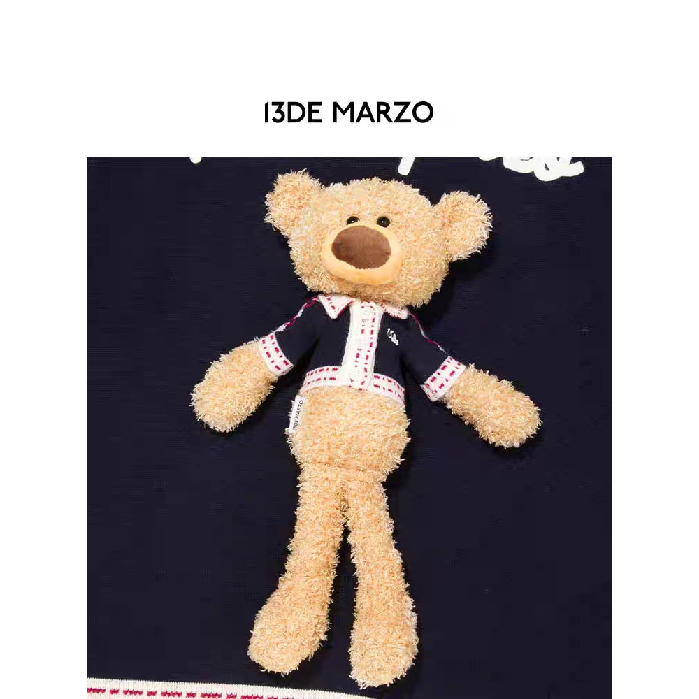 13De Marzo Plush Bear Color Blocked Lapel Cardigan - Mores Studio