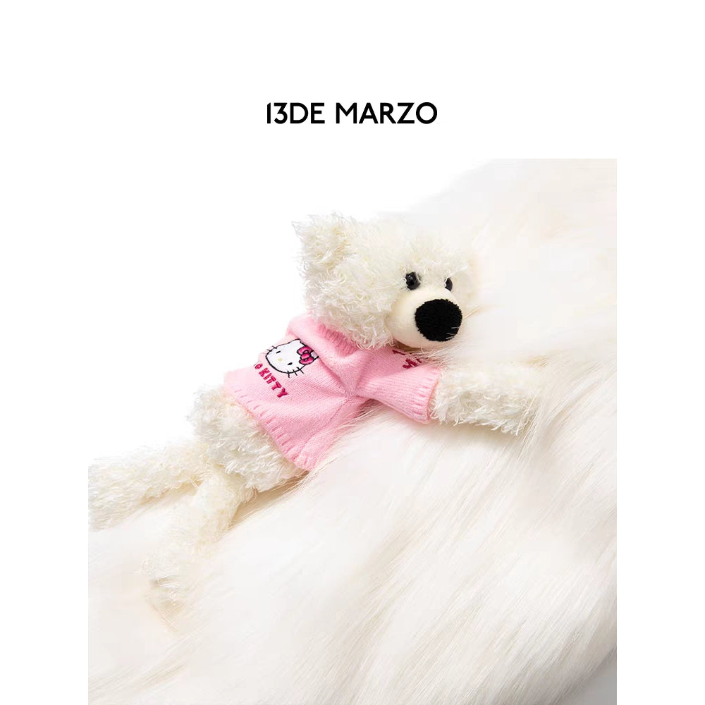 13De Marzo X Hello Kitty Bear Artificial Mink Coat White - Mores Studio