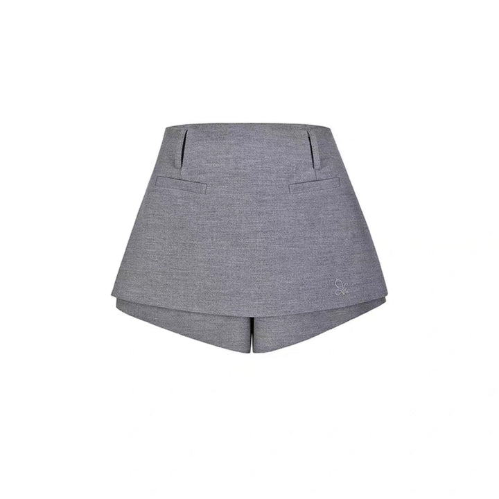 AGAM Double Pockets Mini Skirt Shorts Grey - Mores Studio