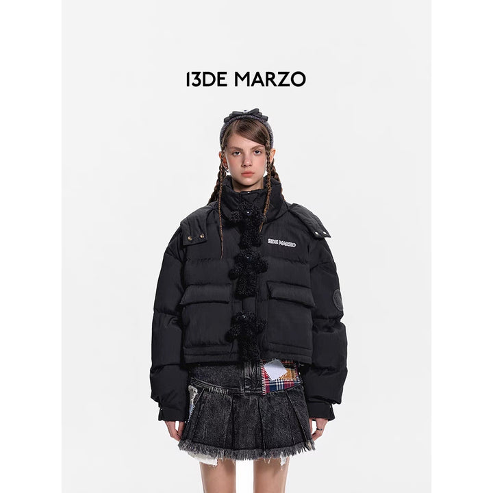 13De Marzo Doozoo Mini Bear Button Down Jacket Black - Mores Studio
