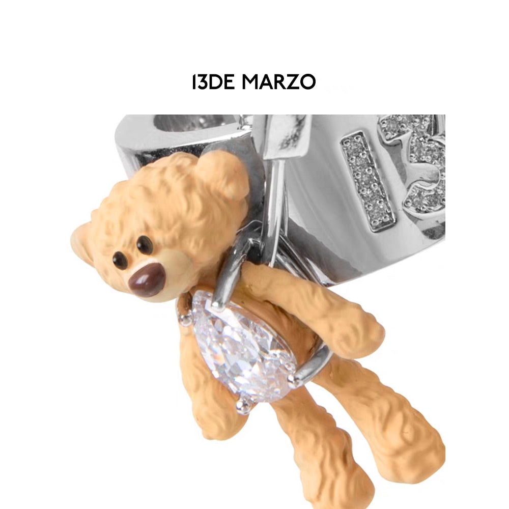 13De Marzo Zircon Bear Pin Ring - Mores Studio