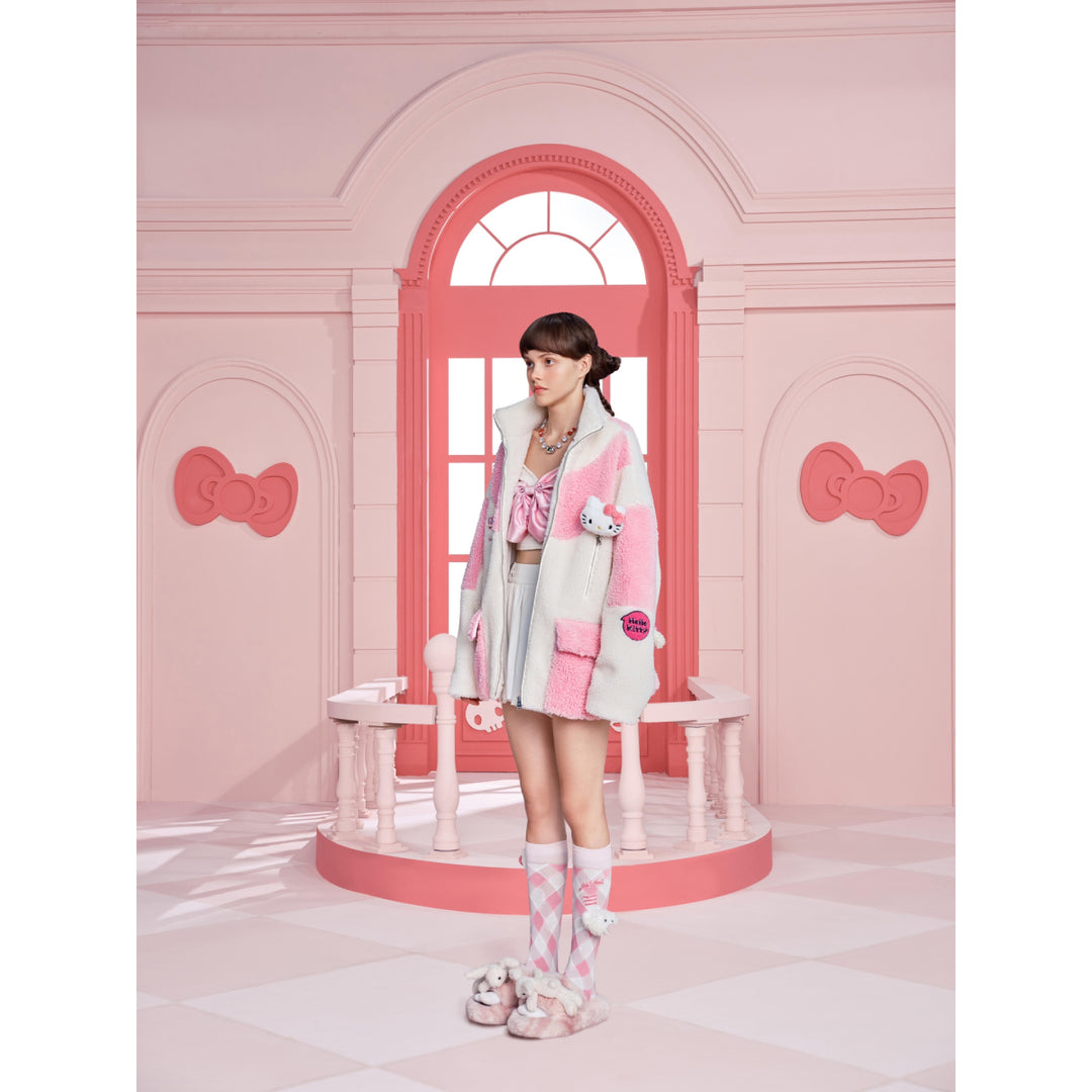 13De Marzo X Hello Kitty Color Blocked Bear Fleece Coat - Mores Studio