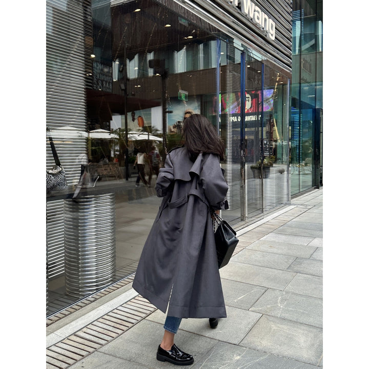 Ann Andelman Trench Long Coat Grey - Mores Studio