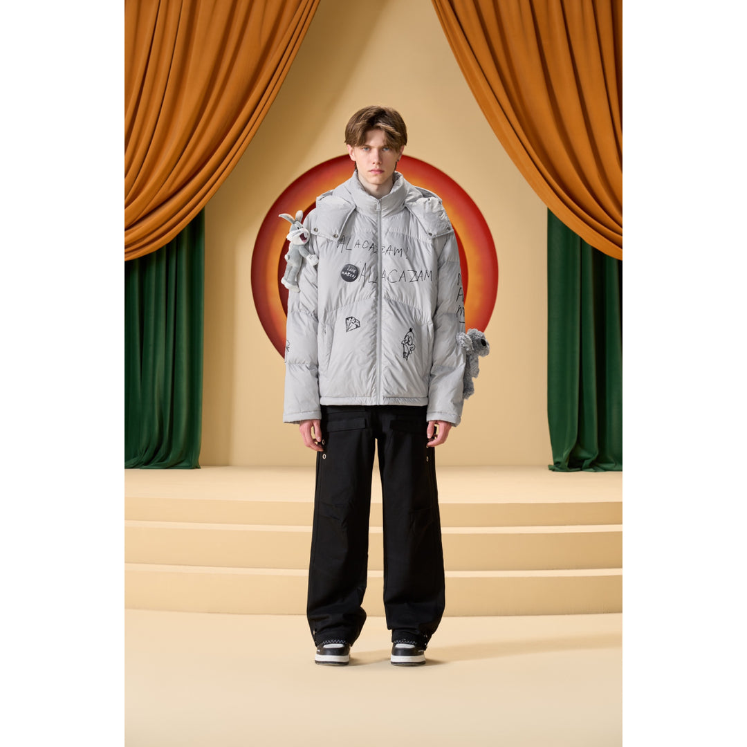 13De Marzo X Looney Tunes Bugs Bunny Sketch Down Jacket Grey - Mores Studio