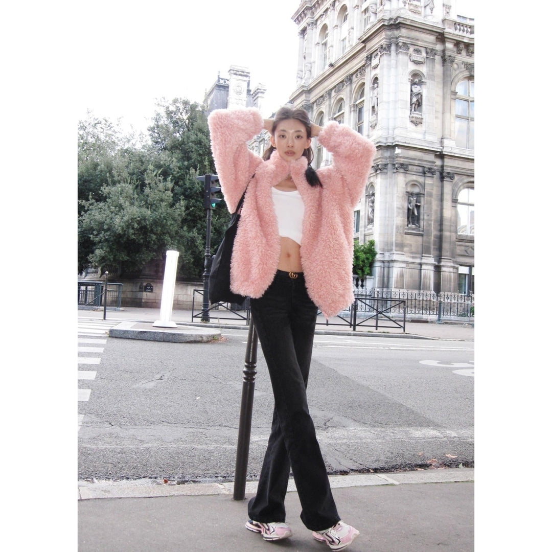 Ann Andelman Oversized Woolen Fleece Coat Pink - Mores Studio
