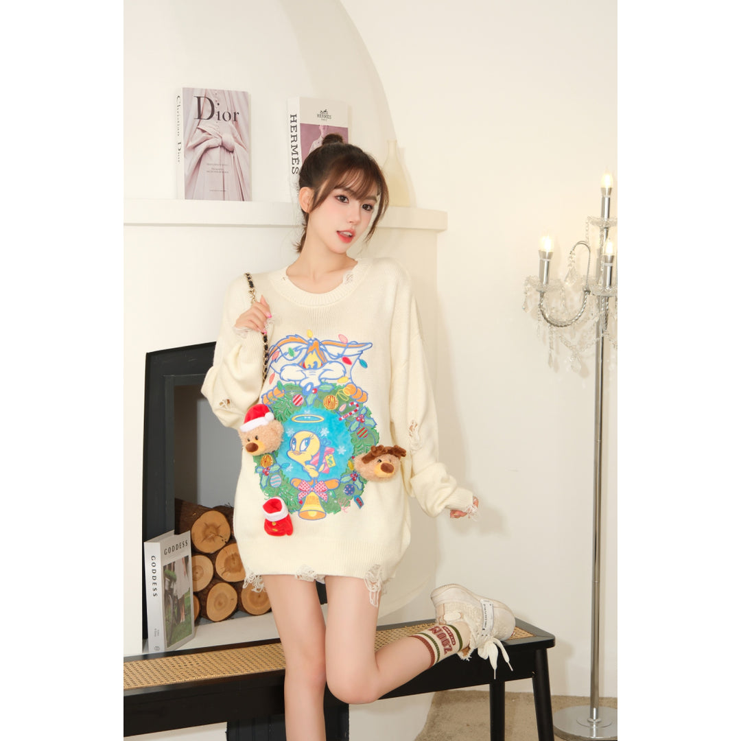 13De Marzo X Looney Tunes Tweety Christmas Sweater Cream - Mores Studio