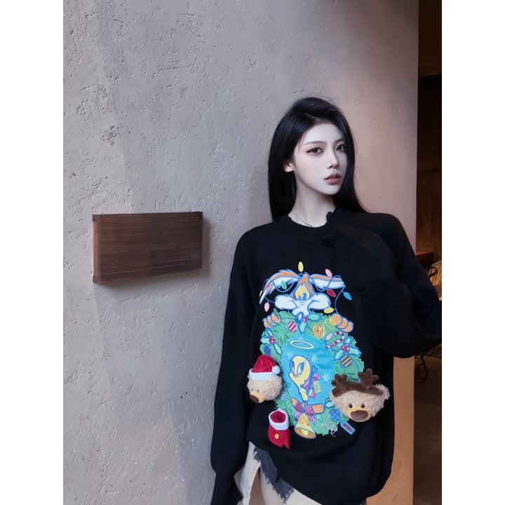 13De Marzo X Looney Tunes Tweety Christmas Sweater Black - Mores Studio