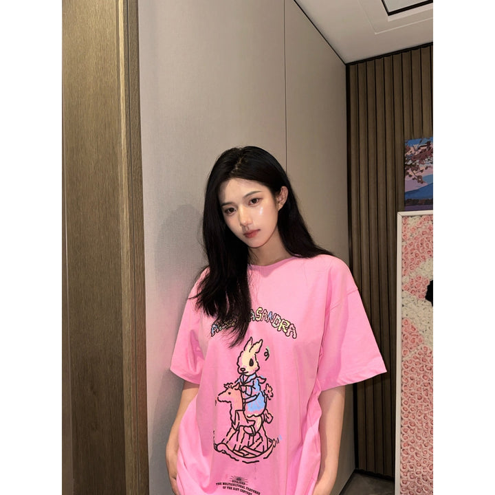 Alexia Sandra Graffiti Wooden Horse Printed T-Shirt Pink