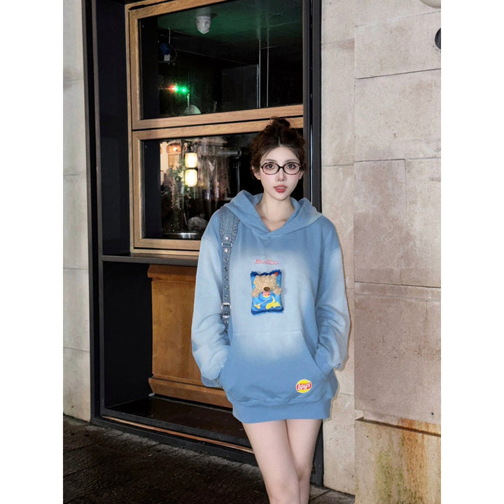 13De Marzo X Lay's Flavor Bear Washed Hoodie Blue