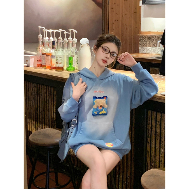 13De Marzo X Lay's Flavor Bear Washed Hoodie Blue