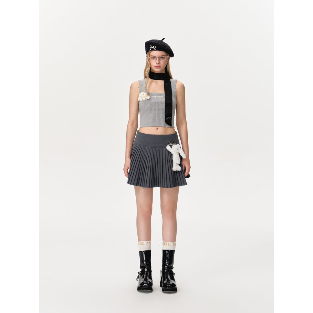 13De Marzo Doozoo Woolen Pleated Skirt Gray