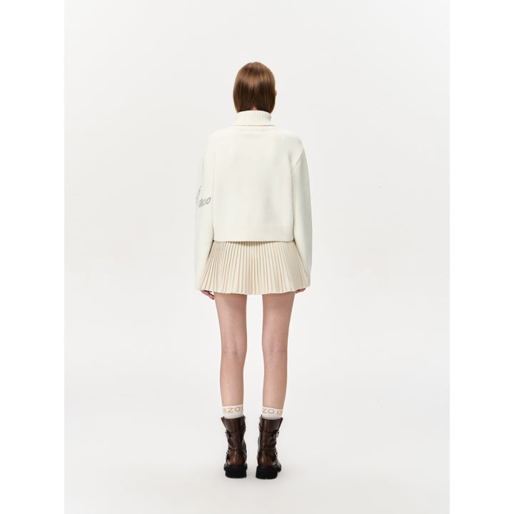 13De Marzo Doozoo Woolen Pleated Skirt Beige