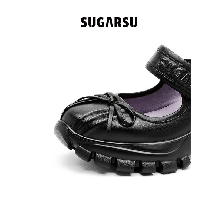SugarSu Butterfly Leather Ballet Mary Jane Black