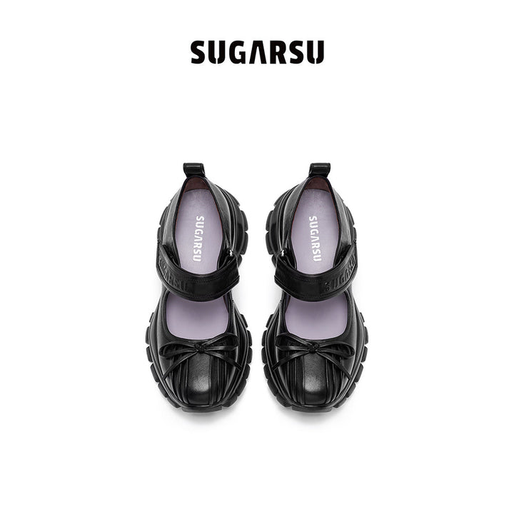 SugarSu Butterfly Leather Ballet Mary Jane Black