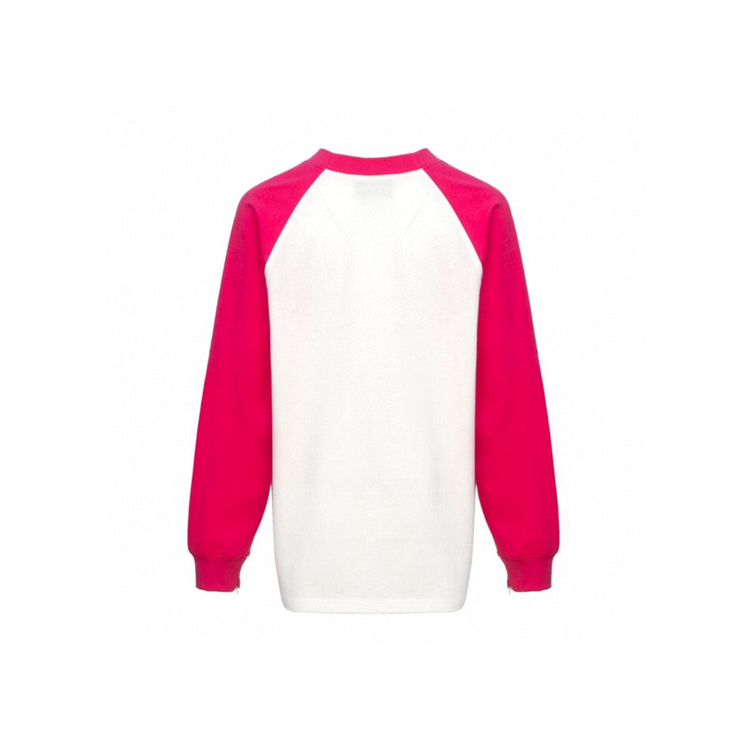 Ann Andelman Color Blocked Logo Print L/S Tee Pink - GirlFork