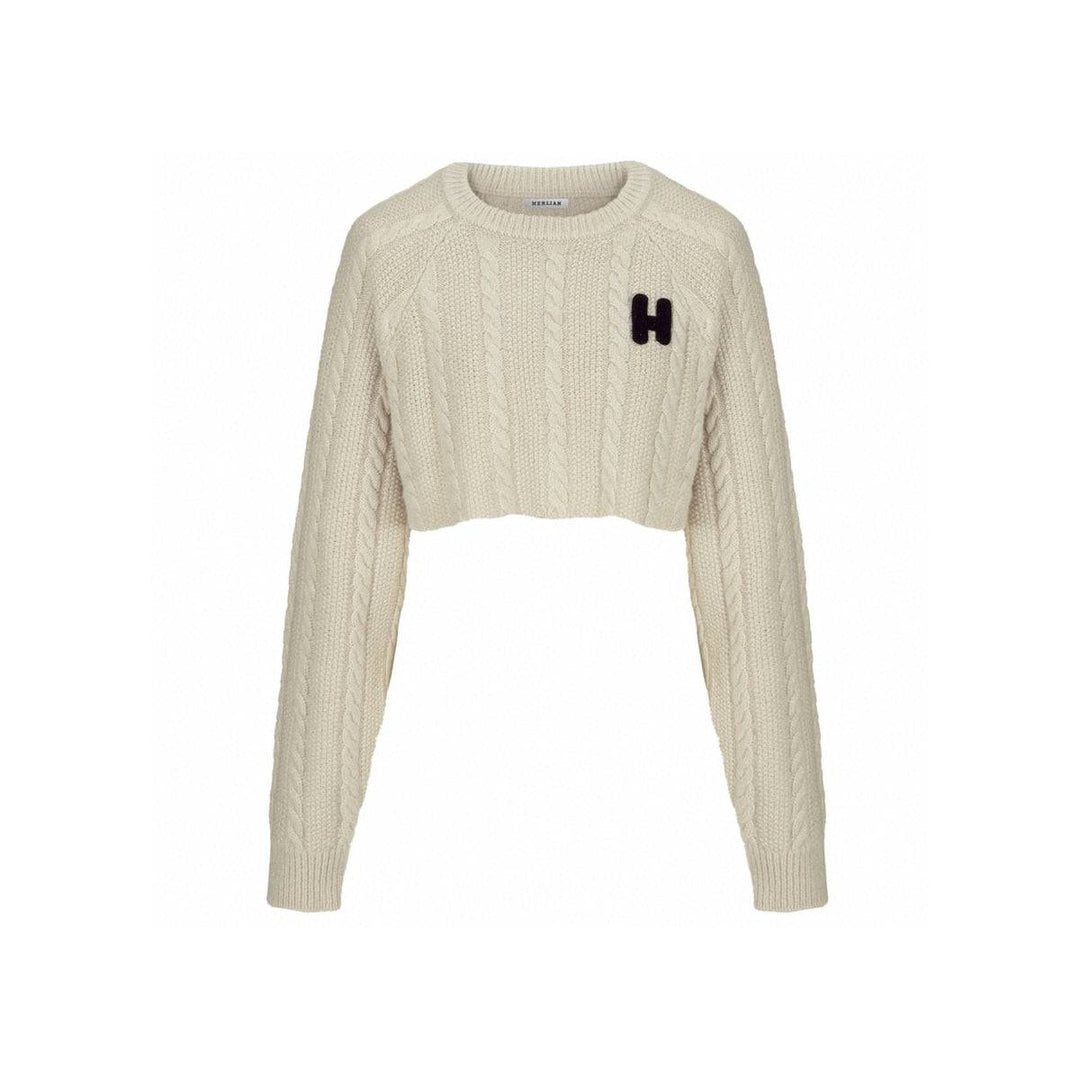 Herlian Embroidery Logo Short Knit Jumper Khaki - Mores Studio