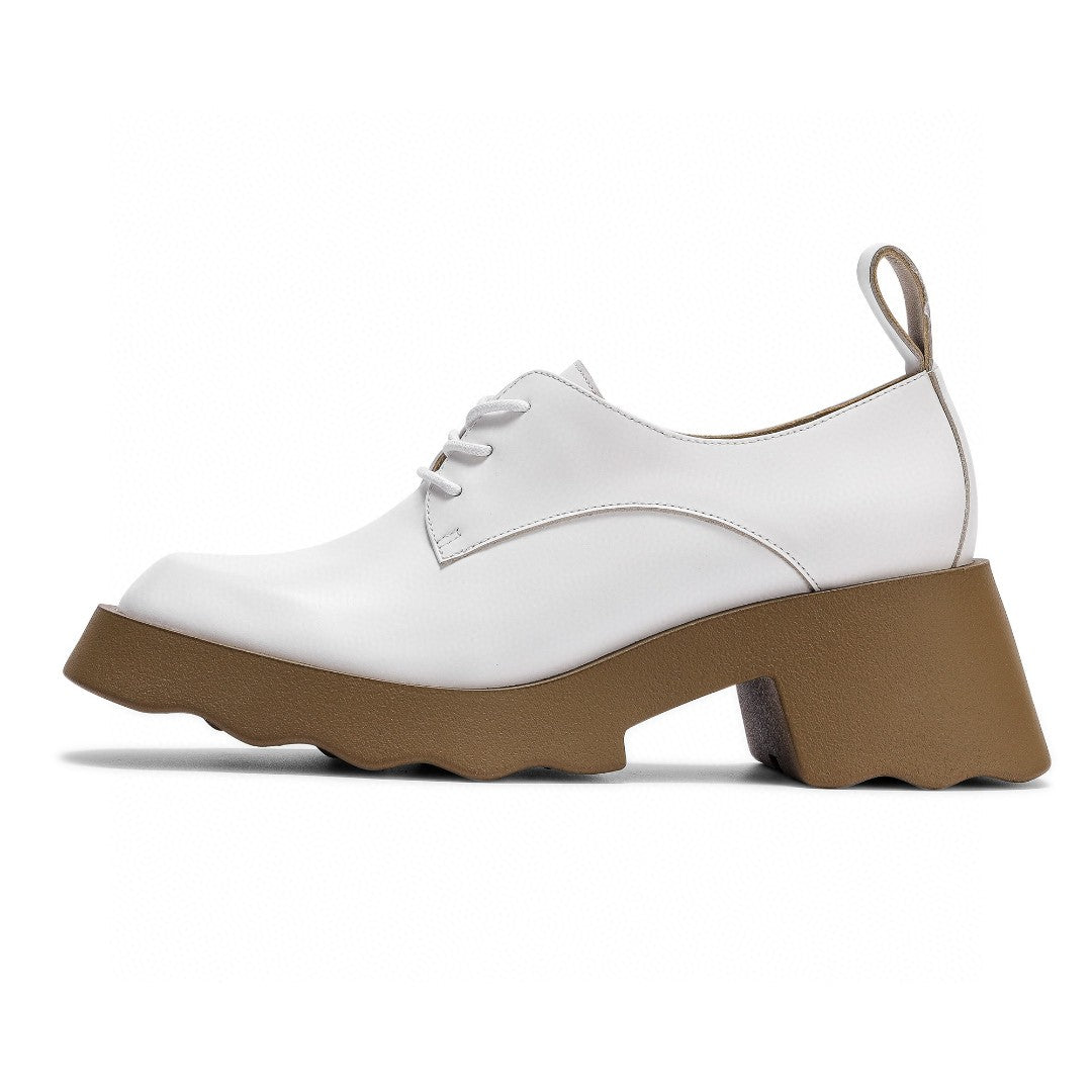 Lost In Echo Thick-Soled Leather Derby White - Mores Studio