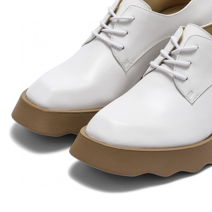 Lost In Echo Thick-Soled Leather Derby White - Mores Studio