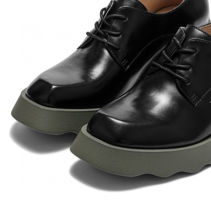 Lost In Echo Thick-Soled Leather Derby Black - Mores Studio