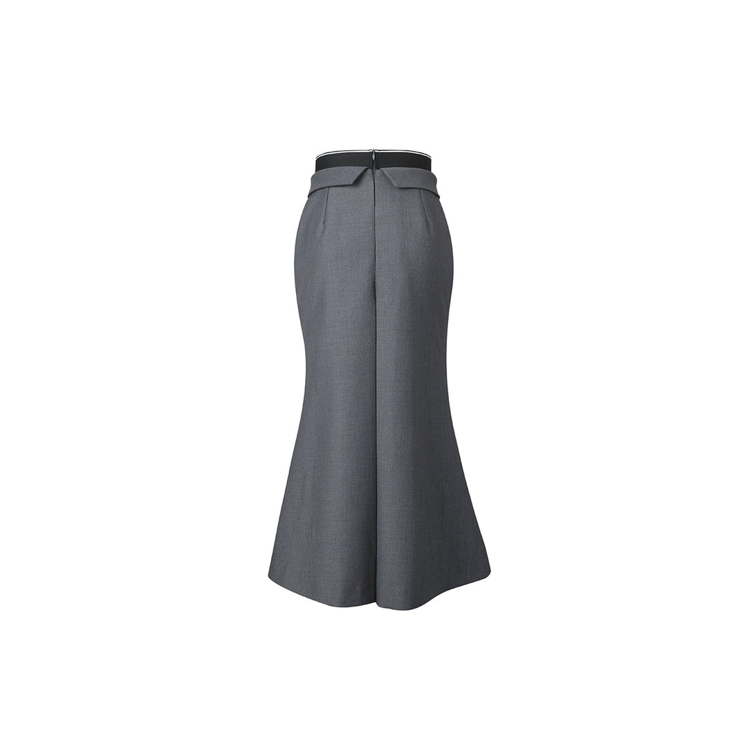 Three Quarters Band Turn Over Fish Tail Skirt Grey - GirlFork