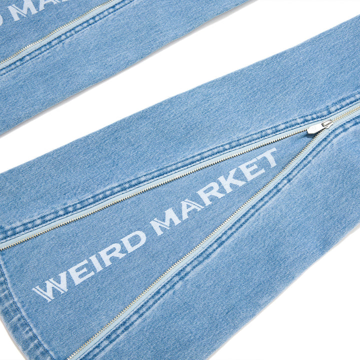 Weird Market Metal Logo Flare Jeans Light Blue - Mores Studio