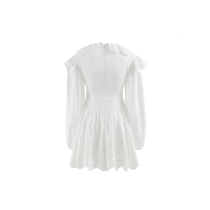 Via Pitti Lace Long Sleeve Dress White - Mores Studio