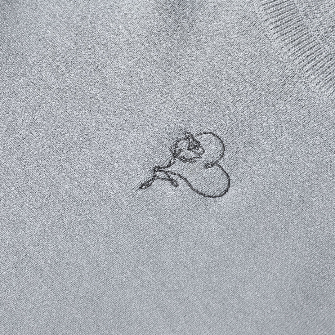Via Pitti Heart Rose Embroidery Vest Grey - Mores Studio