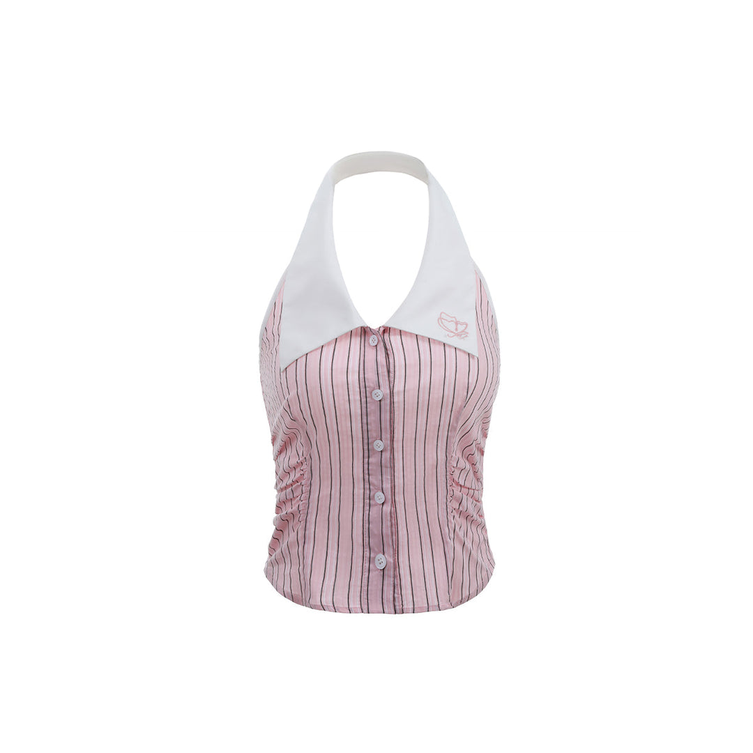 Via Pitti Color Blocked Striped Vest Pink - Mores Studio