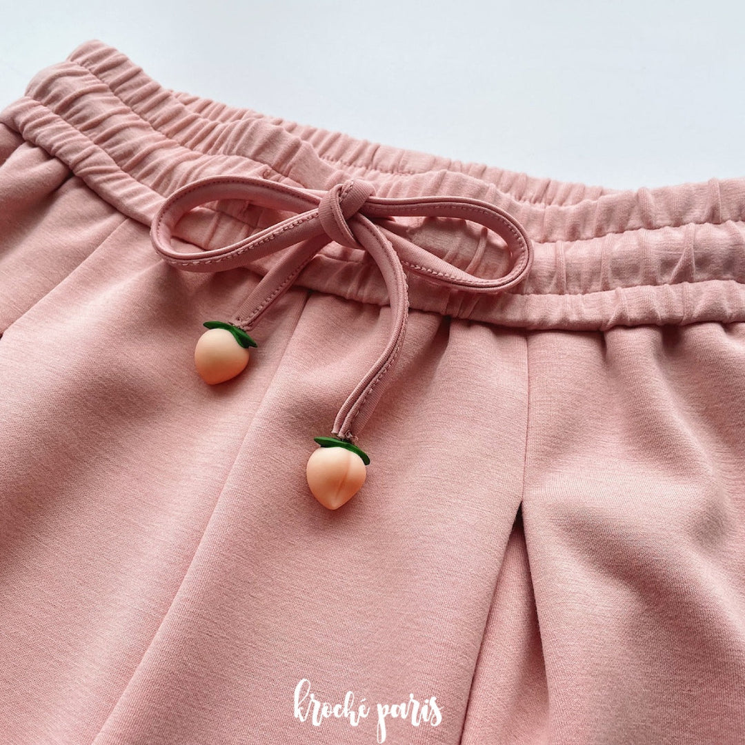Kroche Peach Belt Wide Leg Pants Pink - Mores Studio