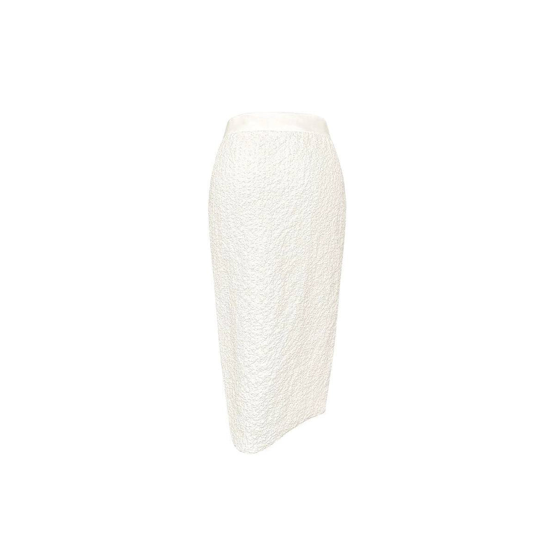 Three Quarters Bubbly Textured Rose Irregular Long Slit Skirt - GirlFork