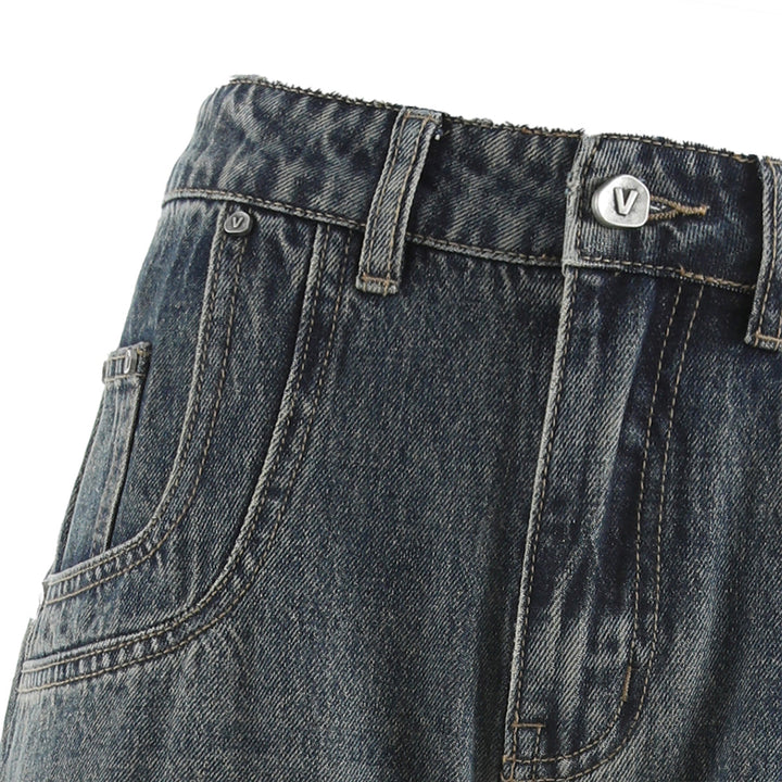 Via Pitti 3D Big Pocket Denim Jeans Wash Blue - Mores Studio