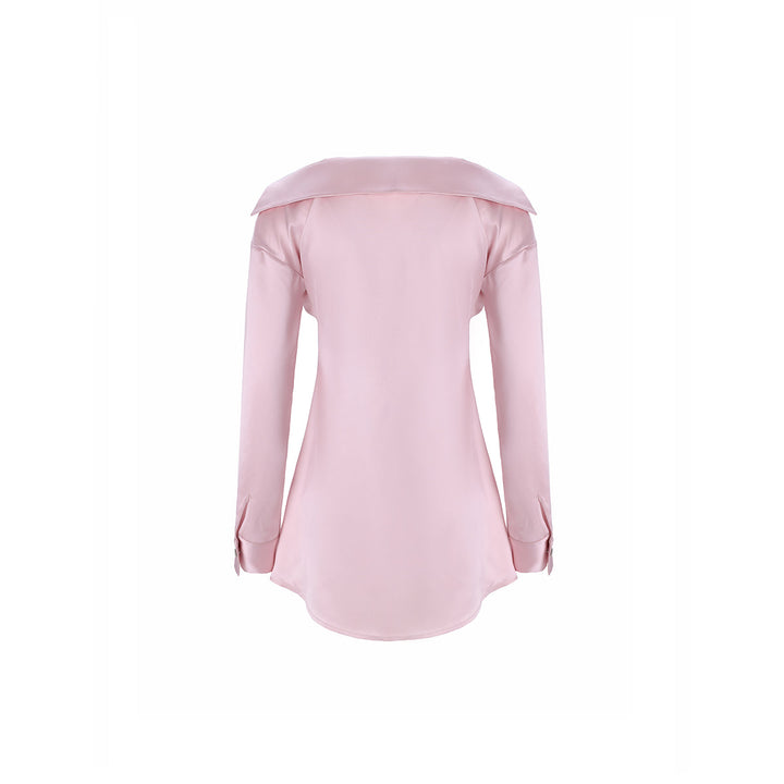 Diana Vevina Cut Out Buttoned Acetate Shirt Pink - GirlFork
