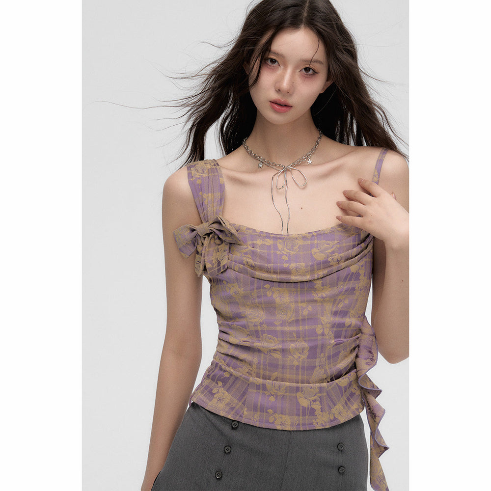 Via Pitti 3D Bowknot Dark Rose Camisole Purple - Mores Studio