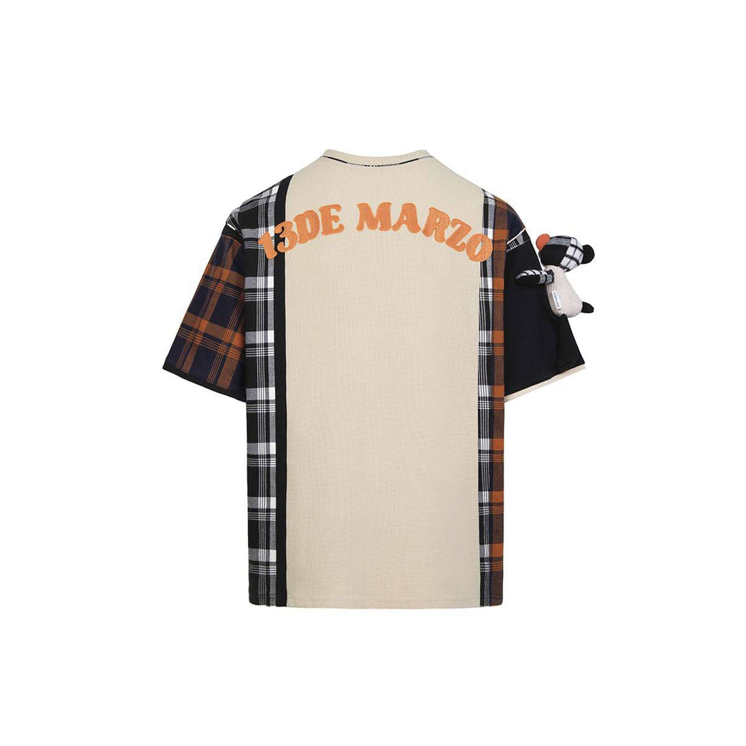 13De Marzo Vintage Plaid Patch T-shirt - GirlFork