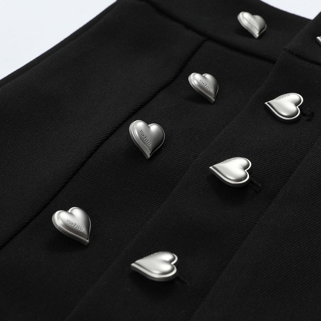 Via Pitti 3D Heart Button Three-Way Skirt - Mores Studio
