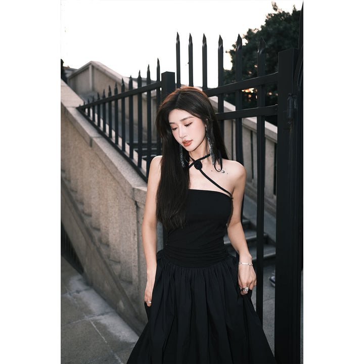 Diana Vevina French Style Halter Dress Black - Mores Studio