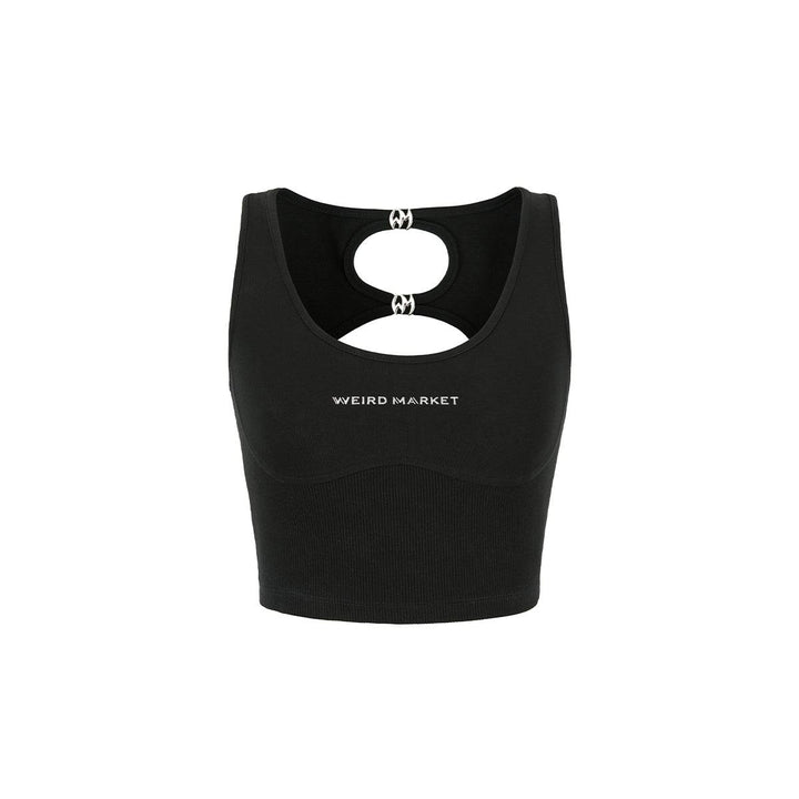 Weird Market Hollow-Out Back Knit Vest Black - Mores Studio