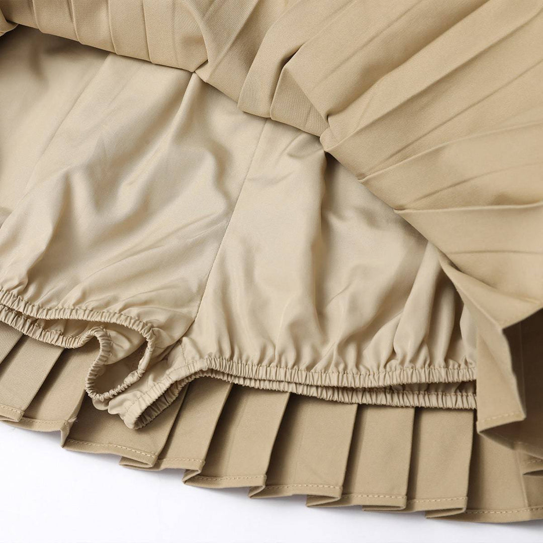 Via Pitti Drawstring Pocket Pleated Skirt khaki - Mores Studio