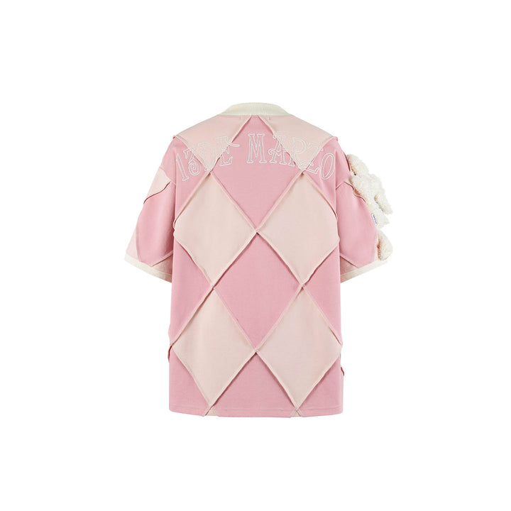 13De Marzo Hemming Diamond Check T-shirt Pink - GirlFork